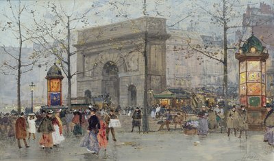 Straßenszene in Paris von Eugene Galien Laloue